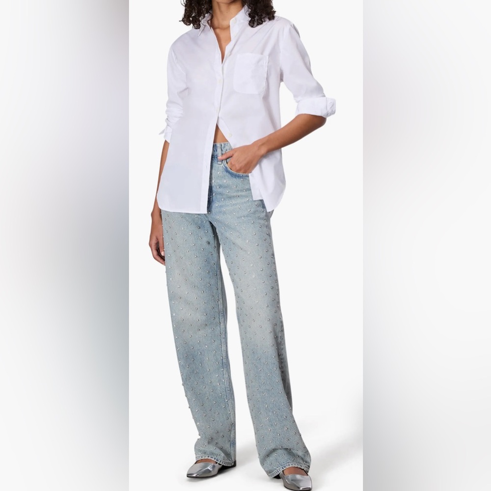 rag & bone Light Blue Embellished Flare Jeans